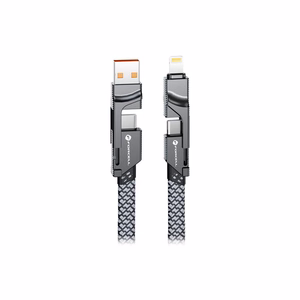 Kaapeli 4in1 USB C / USB A - USB C / Lightning Forcell F-Energy QC PD 3A 60W 1 m C241 kromi