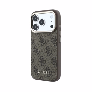 Case Guess PU Leather 4G Gold Frame MagSafe Apple iPhone 18 Pro brown
