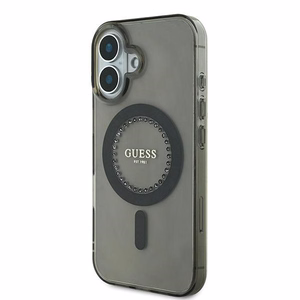 Guess IML Rhinestones MagSafe Suojakuori iPhone 16 Plus:lle - musta