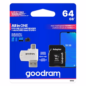 GoodRam muistikortti 64GB microSDHC cl. 10 UHS-I + sovitin + kortinlukija