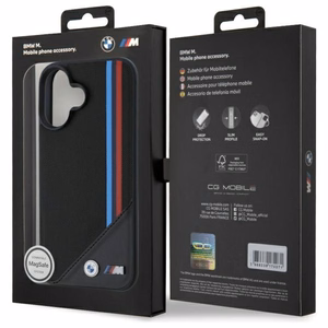 BMW M Meshed Tricolor Stripes MagSafe case for iPhone 16 - black