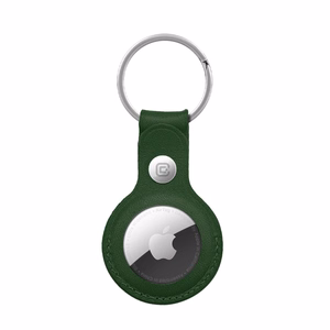 Crong leather protective key-ring case for Apple AirTag 1 / 2, green