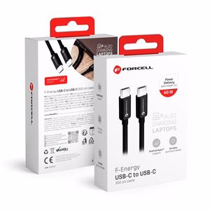 Kaapeli USB C - USB C Forcell F-Energy QC4.0 PD 3A 60W 2 m C338 musta