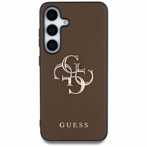 GUESS HC PU Grained Big 4G and Classic Logo Suojakuori Samsung Galaxy S25 Plus Ruskea