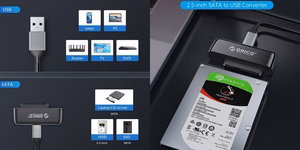 2.5 tuuman SATA USB3.0 -sovitin ORICO UTS3-3A datakaapelilla 1 m