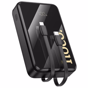 Hoco Q37A -varavirtalähde 20000 mAh QC PD 22,5W sisäänrakennetuilla kaapeleilla USB-C + Lightning, musta