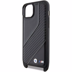 BMW M Edition Carbon Stripe & Hihna Suojakuori iPhone 15 Plus / 14 Plus:lle - musta