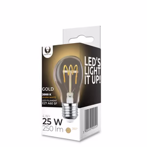 LED-polttimo Filamentti E27 A60 4W 230V 2000K 250lm SF kultainen Forever Light