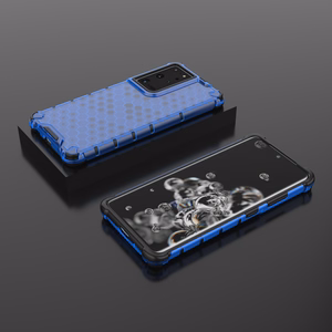 Honeycomb tapauksessa panssaroitu kansi geelirunko Samsung Galaxy S22 Ultra sininen