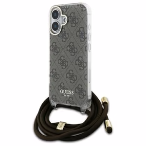 Guess Crossbody Cord 4G Print Suojakuori hihnalenkkillä iPhone 16:lle - ruskea