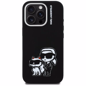 Karl Lagerfeld Silicone Karl&Choupette Sketch MagSafe Case for iPhone 16 Pro - Black
