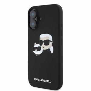 Karl Lagerfeld Silikoninen Nauble Heads Print MagSafe Suojakuori iPhone 16 Plus:lle - Musta