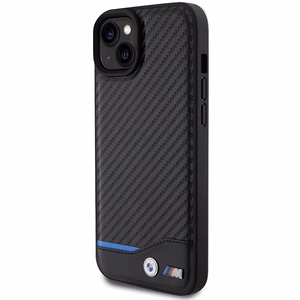 BMW Nahkainen Carbon Suojakuori iPhone 15 Plus:lle - musta