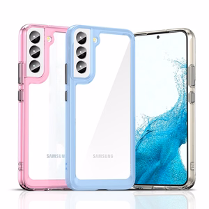 Outer Space Case Cover Samsung Galaxy S22 + (S22 Plus) Kova suojakuori geelikehyksellä Punainen