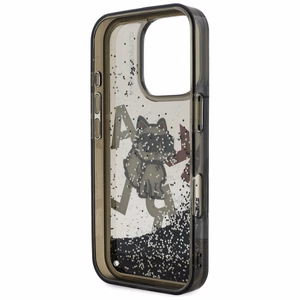 Karl Lagerfeld Liquid Glitter Choupette Logo Suojakuori iPhone 16 Pro Maxille - Musta