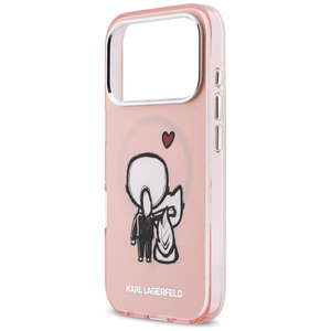 Karl Lagerfeld Karl & Choupette Back MagSafe -suojakuori iPhone 17 Pro:lle vaaleanpunainen
