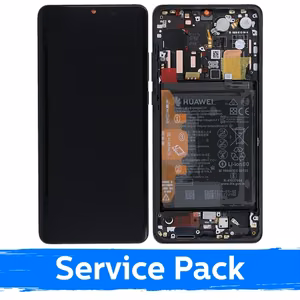 LCD-näyttö yhteensopiva Huawei P30 Pro kanssa kehyksellä / musta / (Service Pack)