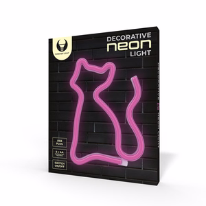 Neon LED-valo CAT vaaleanpunainen Bat + USB FLNE04 Forever Light
