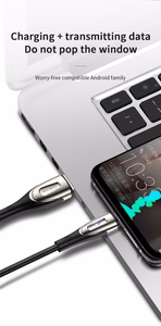 Joyroom Sharp Series S-M411 USB-A / micro USB 3A 1.2m kaapeli latausilmaisimella - musta