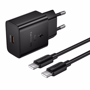 Puhelimen laturi Hoco USB C QC PD 25W + kaapeli USB C–USB C N76 musta
