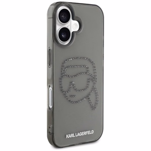 Karl Lagerfeld suojakuori iPhone 16 Pro:lle KLHCP16LHKHDCELK (IML Rhinestones S K Head) - musta