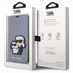 Karl Lagerfeld KLBKP14LSANKCPG iPhone 14 Pro 6.1" bookcase silver/silver Saffiano Karl & Choupette