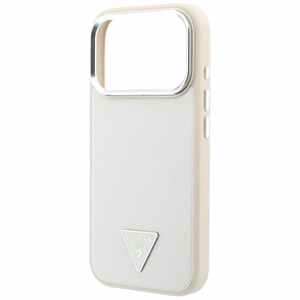 Guess Grained Triangle Logo MagSafe -suojakuori iPhone 18 Pro / 17 Pro – beige