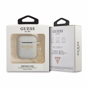 Guess GUA2LSC4EG AirPods cover grey/grey Silicone Charm 4G Collection