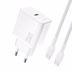 Dudao A27CEU PD 25W GaN USB-C Wall Charger with USB-C Cable - White