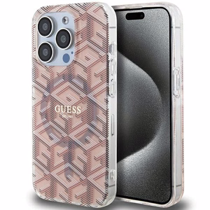 Guess IML GCube MagSafe Suojakuori iPhone 15 Pro Max:lle - vaaleanpunainen