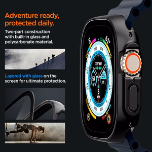 Spigen Thin Fit 360 -suojakuori Apple Watch Ultra 49 mm -mallille, musta