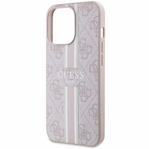 Guess GUHMP13LP4RPSP iPhone 13 Pro / 13 6.1 vaaleanpunainen/vaaleanpunainen suojakuori 4G Printed Stripes MagSafe