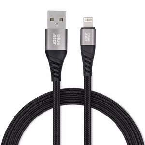 Kaapeli USB A - Lightning Blue Star 2,4A punoskaapeli 1,2 m TFK-DC-003 musta