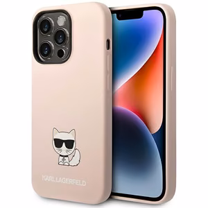Karl Lagerfeld KLHCP14LSLCTPI iPhone 14 Pro 6.1 "kovakotelo vaaleanpunainen / vaaleanpunainen Silikoni Choupette Body