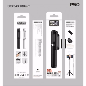 Baston "P50" musta selfie-keppi (Bluetooth-kauko-ohjaus)