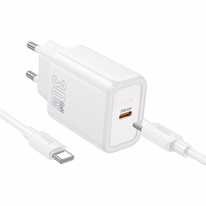 Phone charger Hoco USB C QC PD 30W + cable USB C to USB C N62 white
