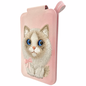 Nimmy New Big-Eye Cute Pets 2.0 Cat MagSafe-magneettikorttikotelo puhelimelle jalustalla – vaaleanpunainen