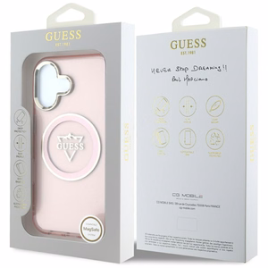 Guess IML Metal Mountain Logo MagSafe iPhone 16 Suojakuori - vaaleanpunainen
