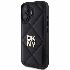 DKNY Quilted Stack Logo iPhone 16:lle Suojakuori - Musta