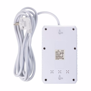 Maclean MCE393 W – jatkojohto pistorasioilla, 4 pistorasiaa + 3×USB, 110–240 V AC, 50/60 Hz, 2,1 A, enintään 2500 W, 3 m, valkoinen