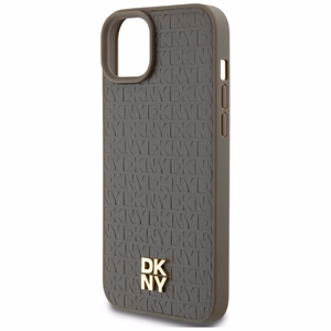 DKNY Nahkainen Kuvio Metallinen Logo MagSafe Suojakuori iPhone 15 / 14 / 13:lle - ruskea
