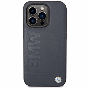 BMW BMHMP14XSLLNA laivastonsininen nahkainen kova suojakuori iPhone 14 Pro Max 6.7 Hot Stamp MagSafe