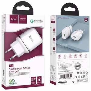 Puhelinlaturi Hoco USB A QC3.0 3A 18W N3 valkoinen