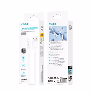 BWOO 3A silikoninen kaapeli X329L USB - Lightning 3A 1m valkoinen