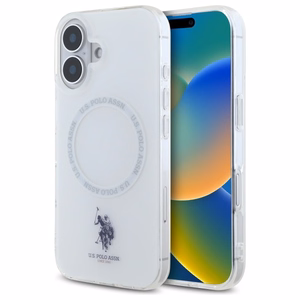 US Polo IML Ring MagSafe kotelo iPhone 16 - valkoinen