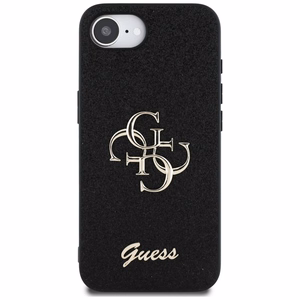 Guess HC Fixed Glitter Big 4G Suojakuori iPhone 16e:lle - Musta