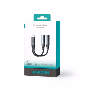 Joyroom SY-C03 USB-C - 2x USB-C 2in1 DAC sovitin - musta