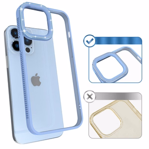 Kingxbar Sparkle sarjan tapauksessa iPhone 13 Pro Max kristallit takaisin kansi sininen