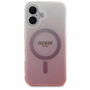 Guess IML Glitter Gradient MagSafe iPhone 16 Suojakuori - Vaaleanpunainen