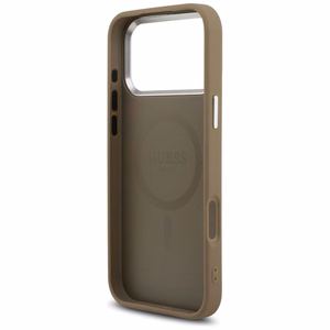 Guess Grained Triangle Logo MagSafe -kuori iPhone 17 Pro Max ruskea
